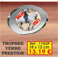 TROPHEE VERRE PRESTIGE : REF. 11G2P - 18 x 12 CM